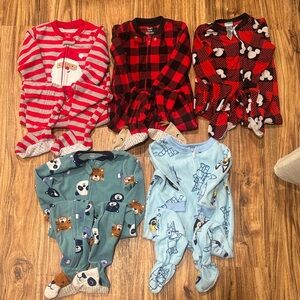 Bundle of Five Footie Sleeper Pajamas Boy 2T